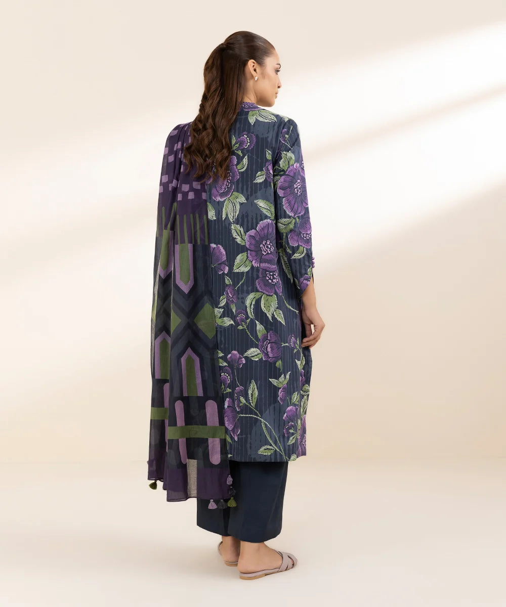 SAPPHIRE – Printed Rice Karandi 3 Piece Unstitched Suit