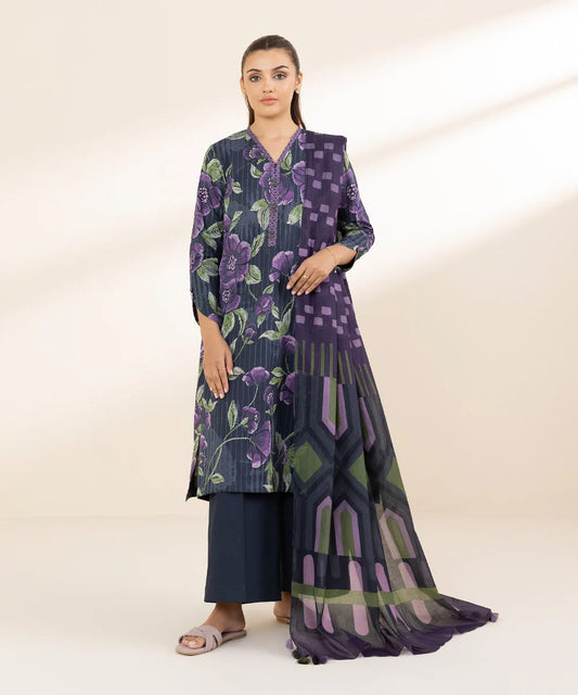 SAPPHIRE – Printed Rice Karandi 3 Piece Unstitched Suit