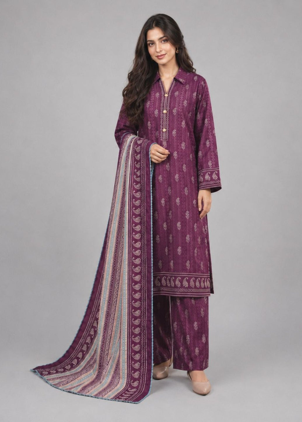 Mor Bhag by Beechtree – 3 Piece Unstitched Khaddar Suit