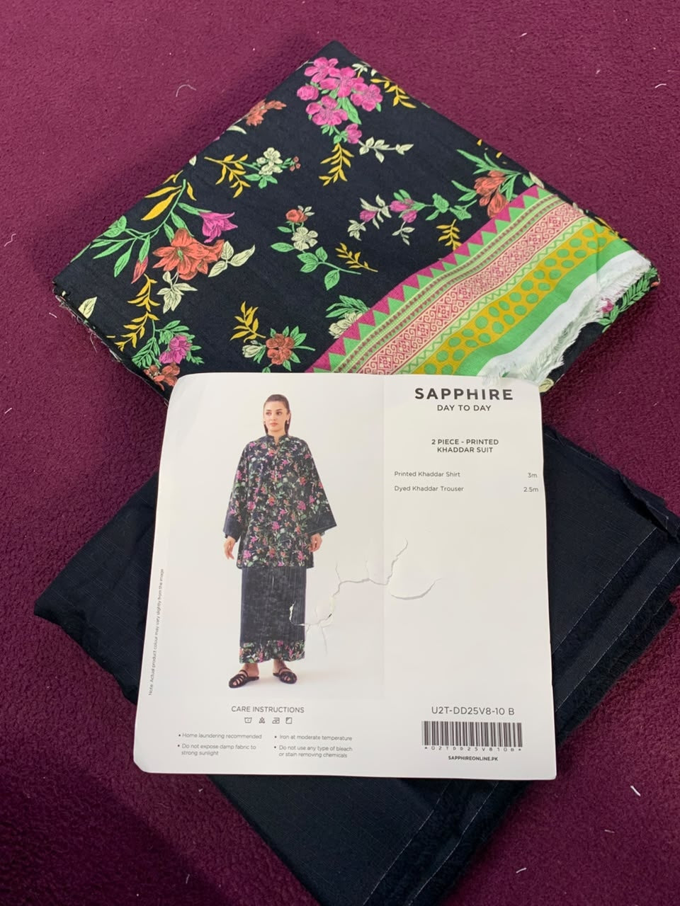 Sapphire 2-Piece Khaddar Printed Unstitched Suit