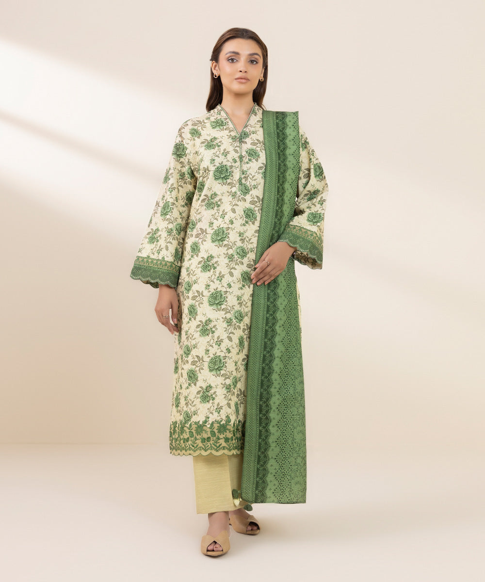 Sapphire 3-Piece Unstitched Printed Khaddar Suit