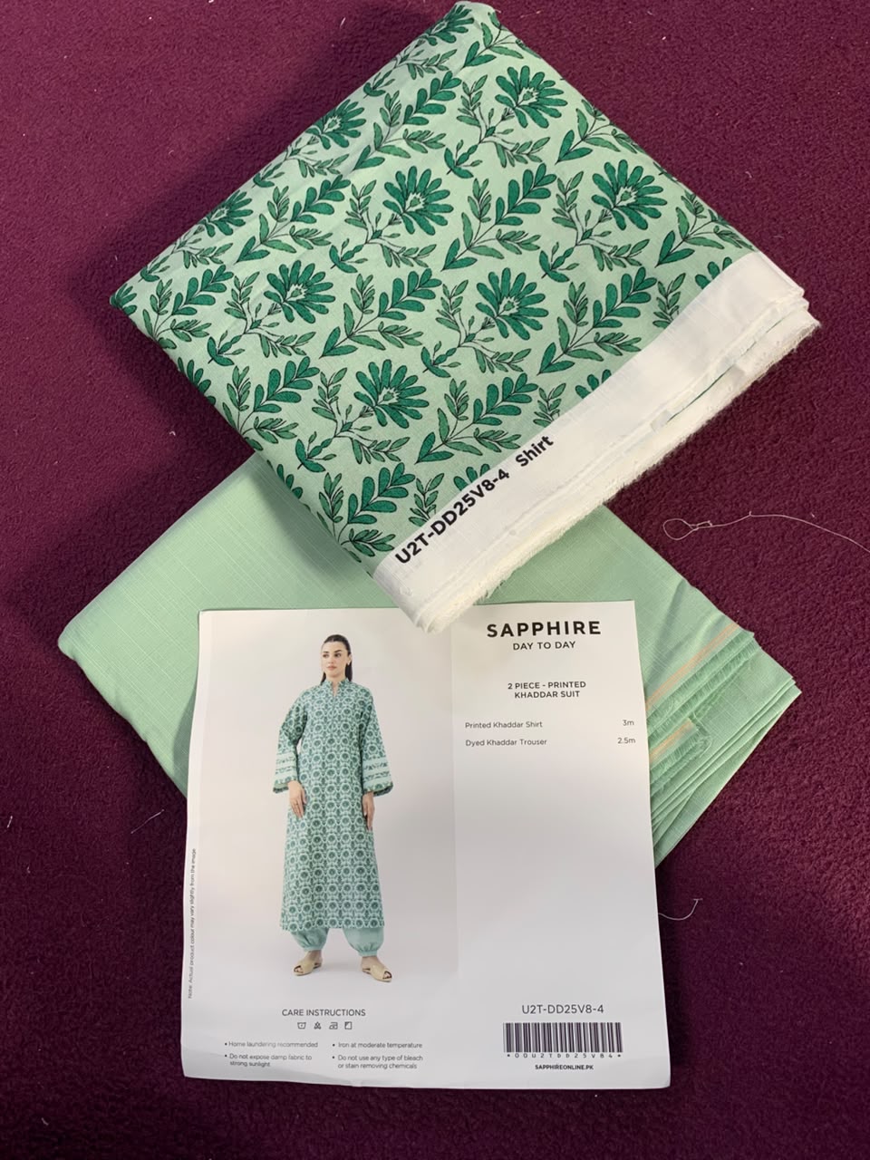 Sapphire 2-Piece Unstitched Khaddar Suit